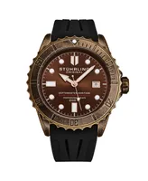 Stuhrling Men's Aquadiver Black Rubber , Brown Dial , 44mm Round Watch