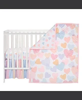 Bedtime Originals Rainbow Hearts Pink/Purple 3-Piece Baby Crib Bedding Set