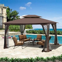 13 X 10 Outdoor Patio Gazebo Canopy Tent With Ventilated Double Roof And Mosquito Net
