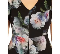 Adrianna Papell Plus Size Floral Chiffon Overlay Jumpsuit