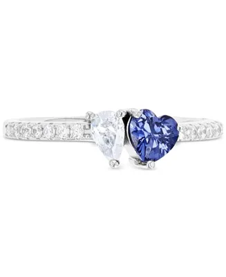 Cubic Zirconia Heart & Pear Two-Stone Ring
