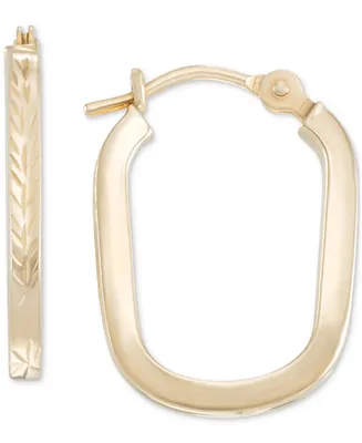 Textured Rectangular Hoop Earrings in 10k Gold