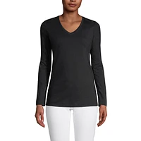 Lands' End Women's Relaxed Supima Cotton Long Sleeve V-Neck T-Shirt