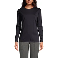 Lands' End Women's Petite Relaxed Supima Cotton Long Sleeve Crewneck T-Shirt