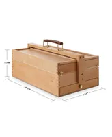 7 Elements Wooden Multi-Function Artist Tool and Brush Storage Box - Beechwood Art Supply Organizer with Drawers