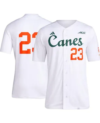 Men's adidas #23 White Miami Hurricanes Team Baseball Jersey