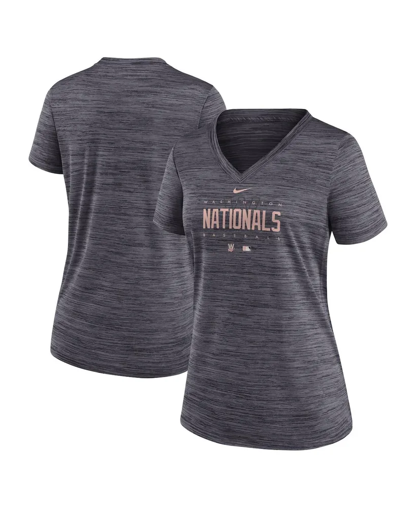 Women's Nike Charcoal Washington Nationals City Connect Velocity Practice Performance V-Neck T-shirt