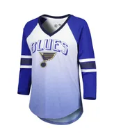 Women's G-iii 4Her by Carl Banks Blue St. Louis Blues Lead Off Tri-Blend Raglan 3/4-Sleeve V-Neck T-shirt