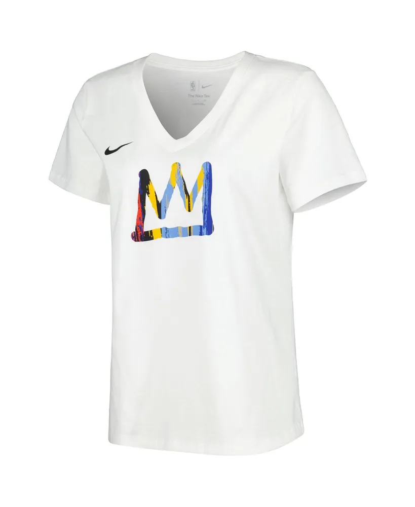 Women's Nike White Brooklyn Nets 2022/23 City Edition Essential V-Neck T-shirt