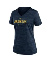 Women's Nike Navy Milwaukee Brewers Authentic Collection Velocity Practice Performance V-Neck T-shirt