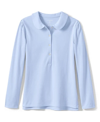 Lands' End School Uniform Girls Long Sleeve Peter Pan Collar Polo Shirt