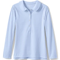 Lands' End Girls School Uniform Long Sleeve Peter Pan Collar Polo Shirt