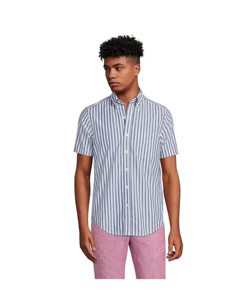 Lands' End Men's Traditional Fit Short Sleeve Essential Lightweight Poplin