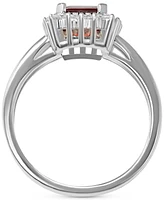 Garnet (1-3/4 ct. t.w.) & White Topaz (1/3 Halo Ring Sterling Silver (Also available Peridot)