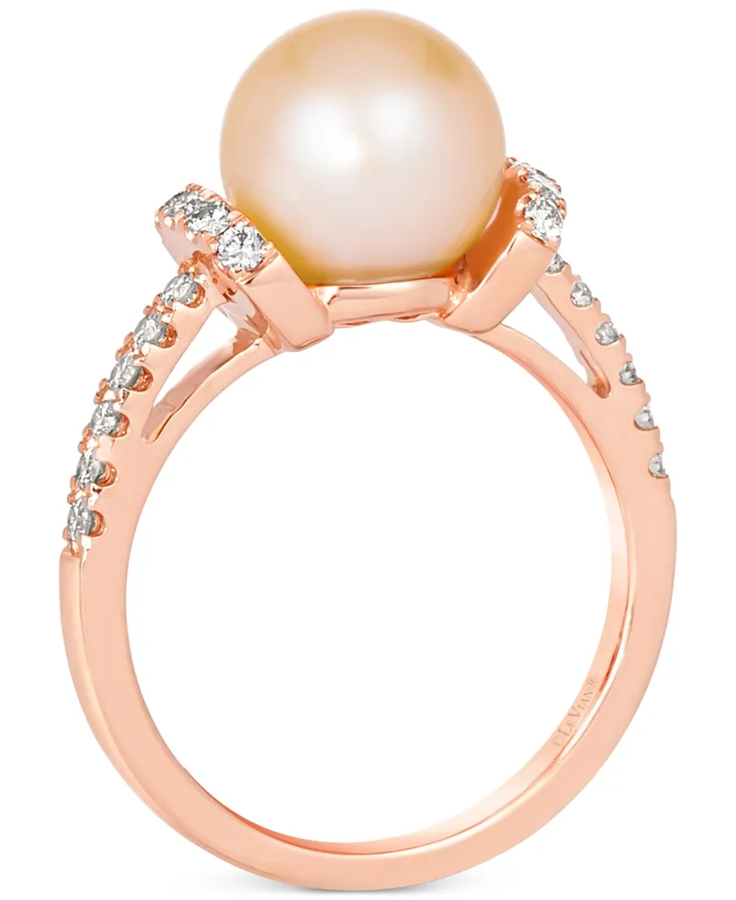 Le Vian Strawberry Pearl (9mm) & Nude Diamond (1/3 ct. t.w.) Ring in 14k Rose Gold
