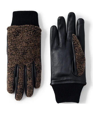 Lands' End Women's Ez Touch Screen Lined Leather Gloves