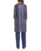 R & M Richards 3-Pc. Sequined Lace Pantsuit Jacket