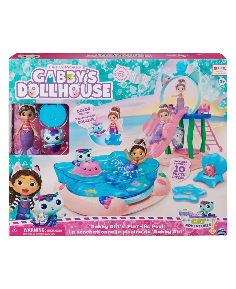 Purr-ific Pool Playset with Gabby and MerCat Figures, & Pool Accessories - Multi