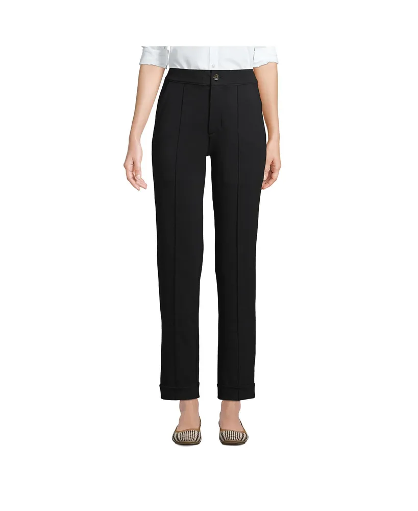 Lands' End Women's Tall Starfish High Rise Pintuck Straight Leg Elastic  Waist Pull On Ankle Pants
