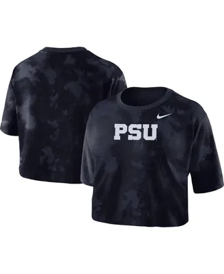 Women's Nike Navy Penn State Nittany Lions Tie-Dye Cropped T-shirt
