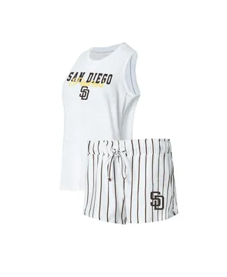 Women's Concepts Sport White San Diego Padres Reel Pinstripe Tank Top and Shorts Sleep Set