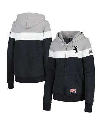 Women's New Era Heather Black Chicago White Sox Colorblock Full-Zip Hoodie Jacket
