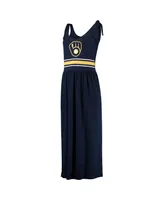 Women's G-iii 4Her by Carl Banks Navy Milwaukee Brewers Game Over Maxi Dress