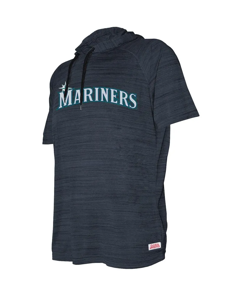 Big Boys and Girls Stitches Heather Navy Seattle Mariners Raglan Short Sleeve Pullover Hoodie
