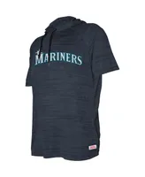 Big Boys and Girls Stitches Heather Navy Seattle Mariners Raglan Short Sleeve Pullover Hoodie