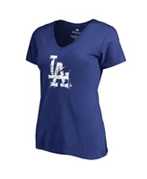 Women's Fanatics Royal Los Angeles Dodgers Splatter Logo V-Neck T-shirt