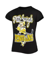 Big Girls Black Pittsburgh Penguins Mickey Mouse Go Team T-shirt