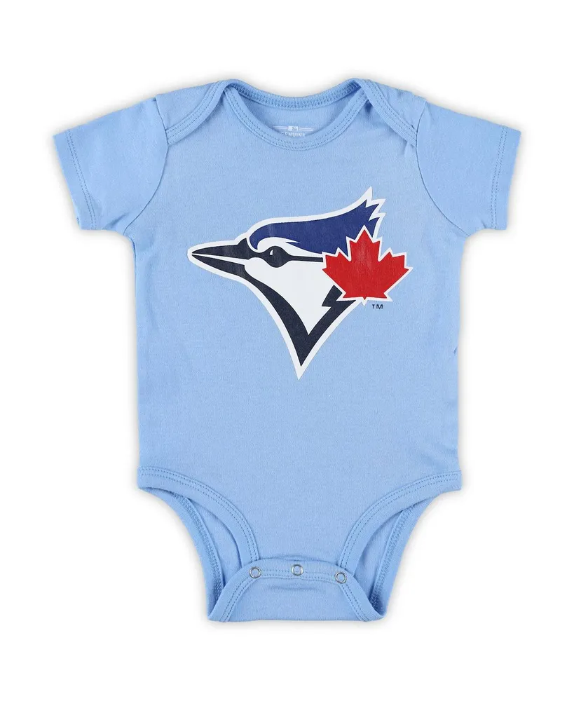 Newborn and Infant Boys Girls Powder Blue, White, Heather Gray Toronto Blue Jays Biggest Little Fan 3-Pack Bodysuit Set