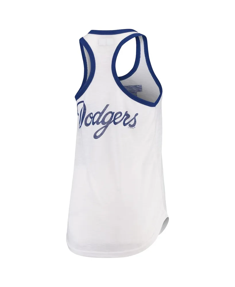 Women's G-iii 4Her by Carl Banks White Los Angeles Dodgers Tater Racerback Tank Top