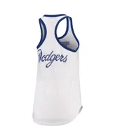 Women's G-iii 4Her by Carl Banks White Los Angeles Dodgers Tater Racerback Tank Top