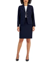 Le Suit Women's Notch-Collar Three-Button Skirt