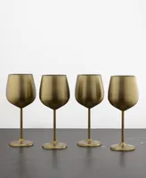 Cambridge 18 Oz Gold Stainless Steel White Wine Glasses, Set of 4