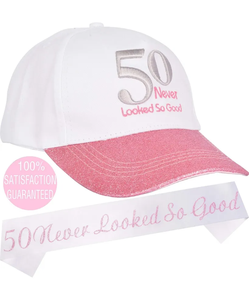 50th Birthday Gifts for Women, 50th Birthday Sash and Hat for Women, 50th Birthday Decorations for Women, 50 Birthday Party Baseball Cap and Sash, 50t