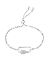 Sterling Forever Cubic Zirconia Carabiner Bolo Bracelet