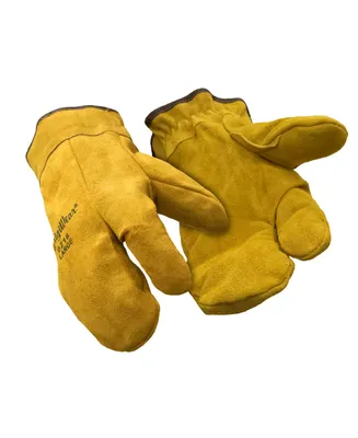 RefrigiWear Men's Three Finger Split Leather Mitten Gloves