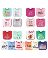 The Peanutshell Baby Girls Terry Bibs, 18 Pack for Feeding, Teething, or Drooling|Girl Foods/Holiday