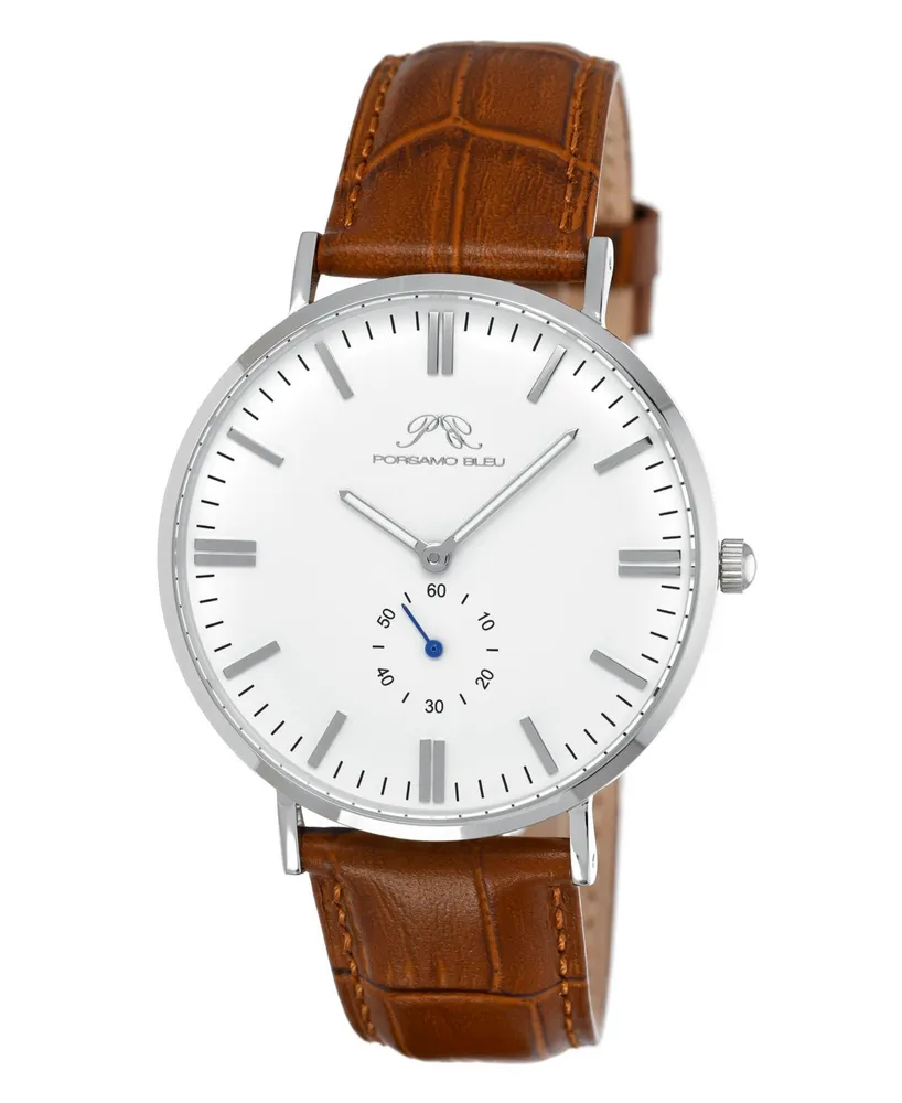 Porsamo Bleu Men's Henry Genuine Leather Band Watch 841CHEL