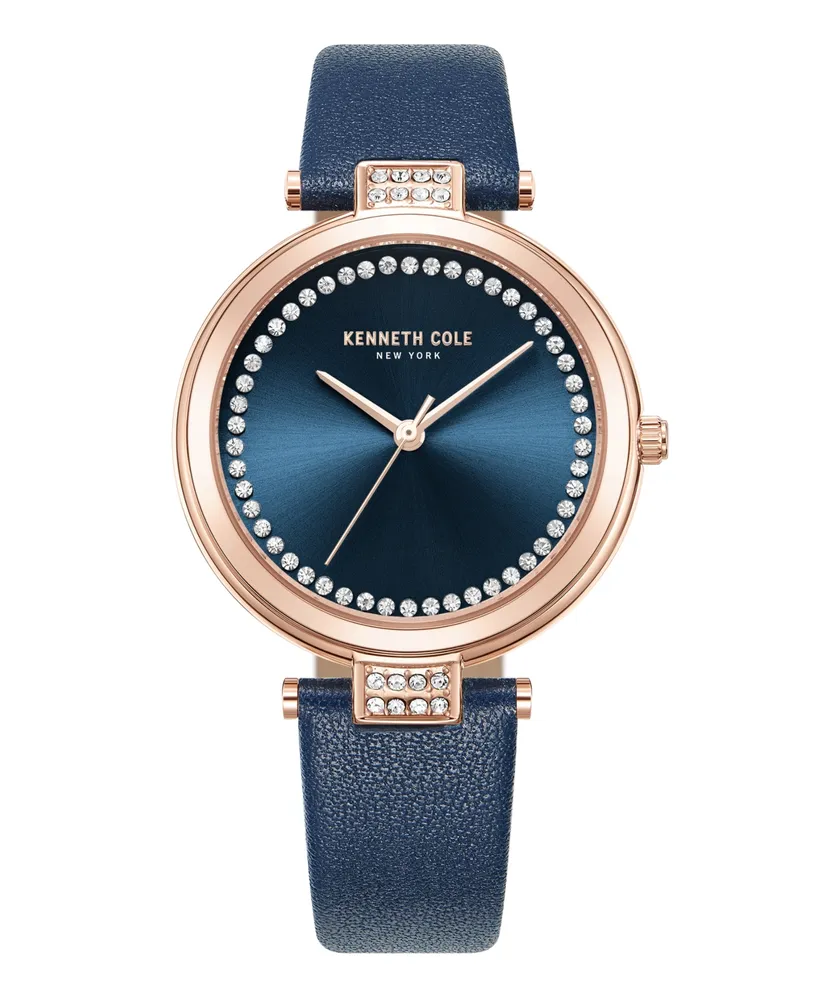 Kenneth Cole New York Women's Quartz Classic Blue Genuine Leather Watch 34mm