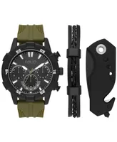 Folio Men's Three Hand Gunmetal 50mm Watch, Bracelet, and Multi-Tool Gift Set, 3 Pieces