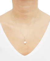 Honora Cultured Freshwater Pearl (8mm) & Diamond (1/6 ct. t.w.) Twist 18" Pendant Necklace in 10k Gold