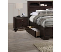 Modern Bedroom Nightstand Brown Drawers Bedside Table Rubberwood
