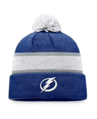 Men's Fanatics Blue, White Tampa Bay Lightning Breakaway Cuffed Knit Hat with Pom