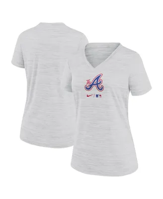 Women's Nike Gray Atlanta Braves 2023 City Connect Velocity Practice Performance V-Neck T-shirt