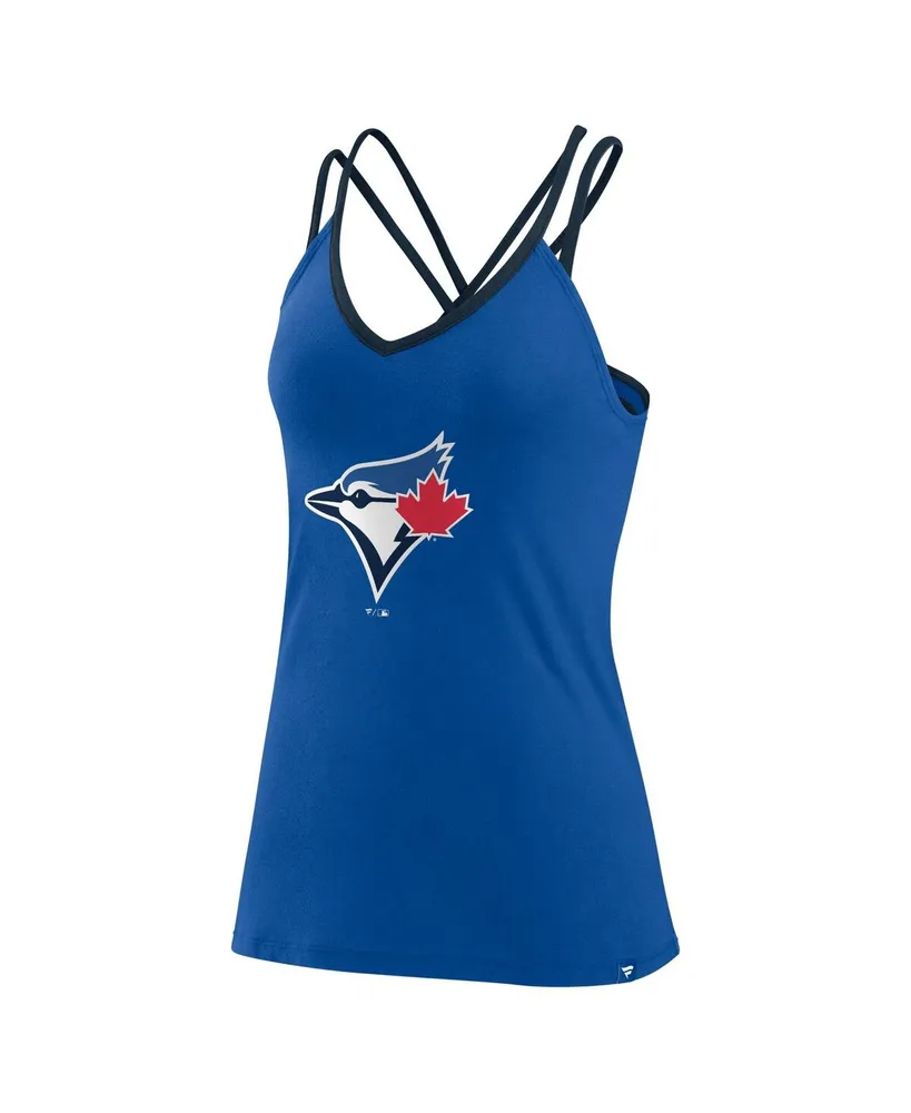 Women's Fanatics Royal Toronto Blue Jays Barrel It Up Cross Back V-Neck Tank Top