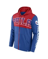 Men's Fanatics Royal, Red Philadelphia 76ers Skyhook Colorblock Full-Zip Hoodie