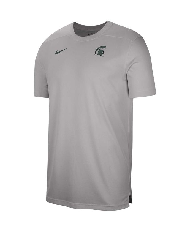 Men's Nike Heather Gray Michigan State Spartans Sideline Coaches Performance Top